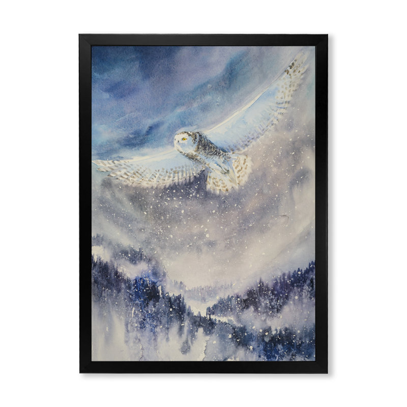 Harfang des neiges - œuvre d'art sur toile pour enfants, H 20 po x l 12 po x P 1 po, Cadre photo noir