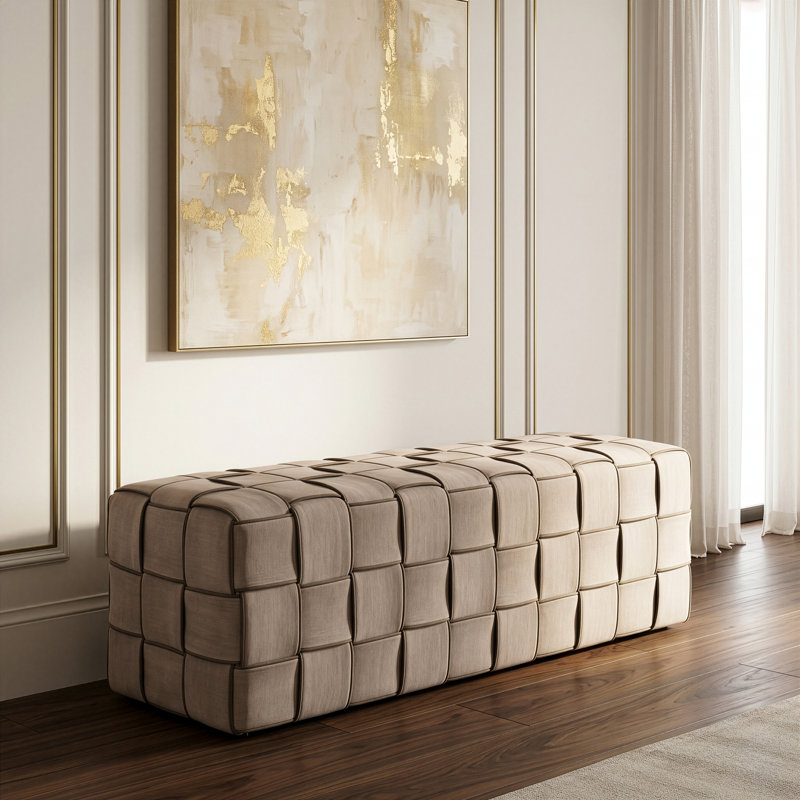 Rousey - Banc en tissu taupe moderne