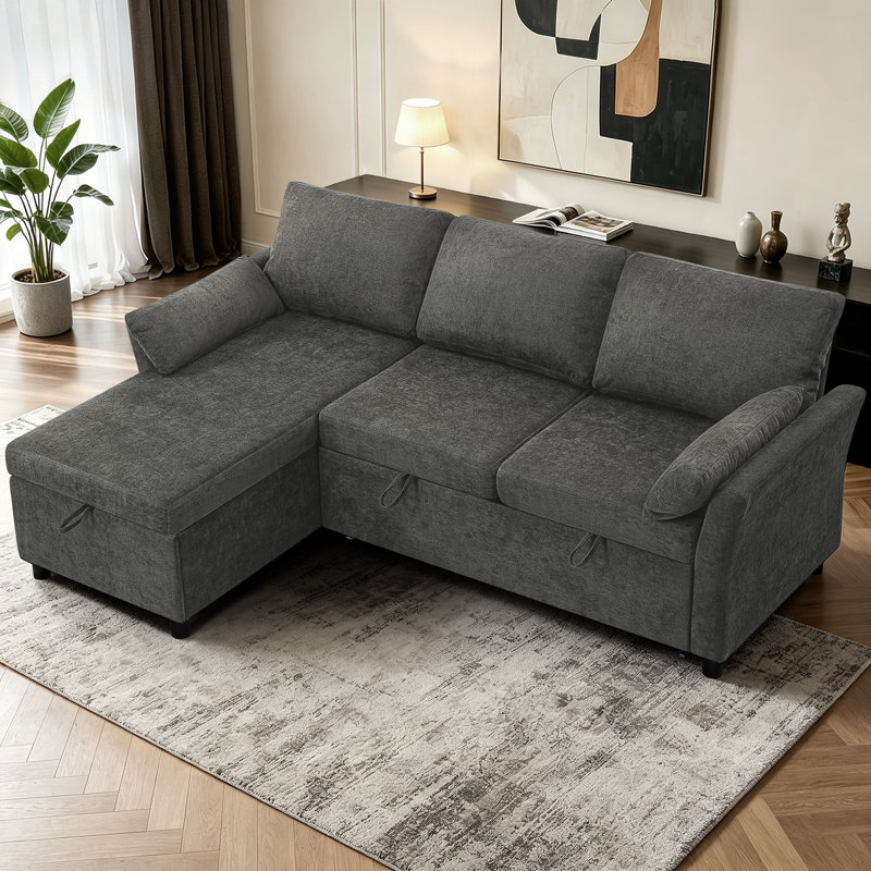 3 Seater Sofa, Gray Fabric