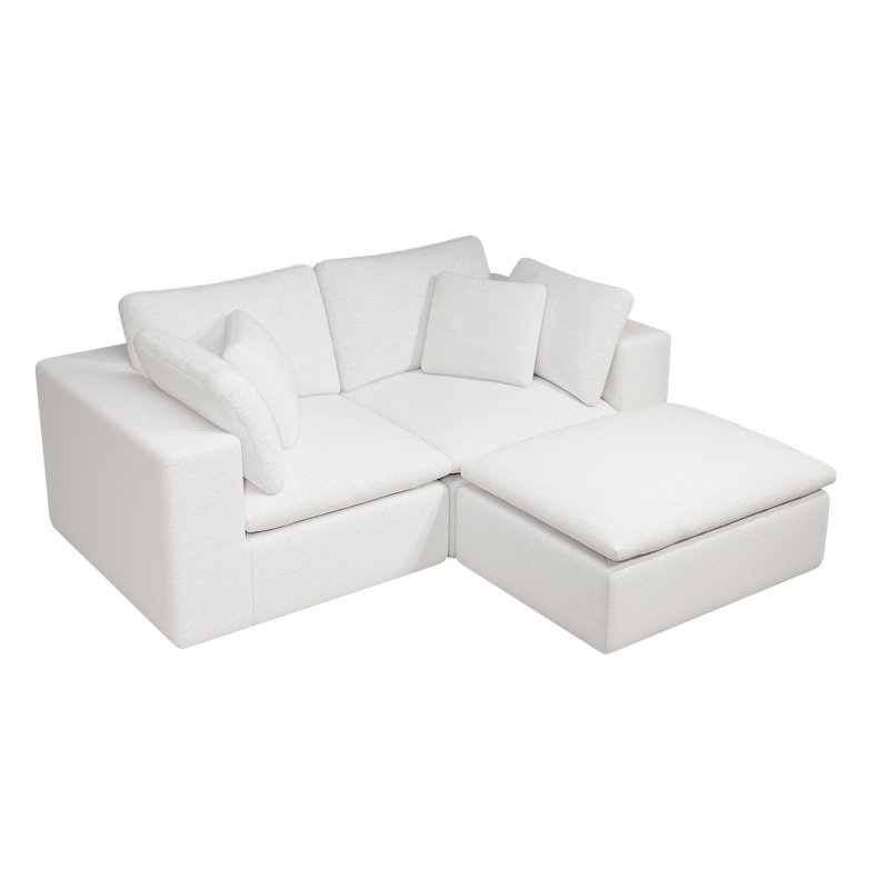 Canapé modulaire blanc - canapé rembourré en velours côtelé moelleux, aucun assemblage requis, salon / chambre / appartement