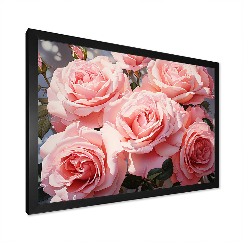 Minimalisme, roses roses, rêve, H 16 po x l 32 po x P 1 po, Cadre simple noir