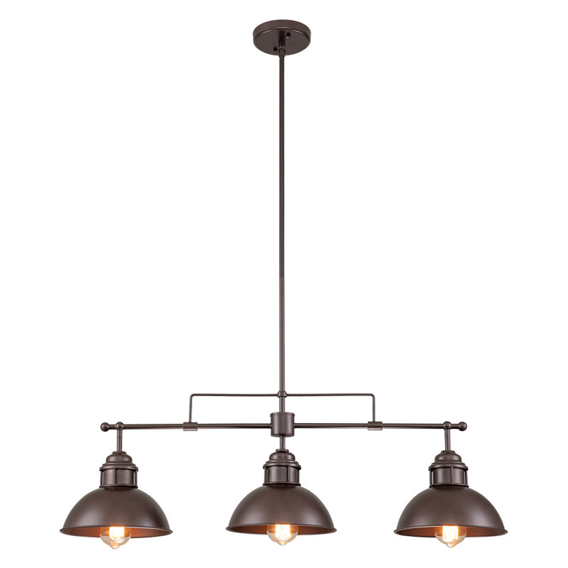 Essence 3-Light Industrial Kitchen Island Pendant Lighting Fixture Linear Chandelier, Oil Rubbed Bronze