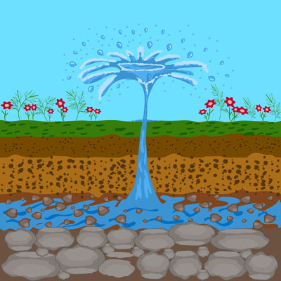 " Geyser Coming Out Of Ground. "
