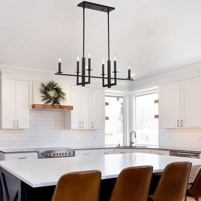 Luminaire pour îlot de cuisine moderne de 34 po à 6 lumières, plafonnier linéaire pour îlots de cuisine, tables de billard, tables de salle à manger, finition bronze huilé