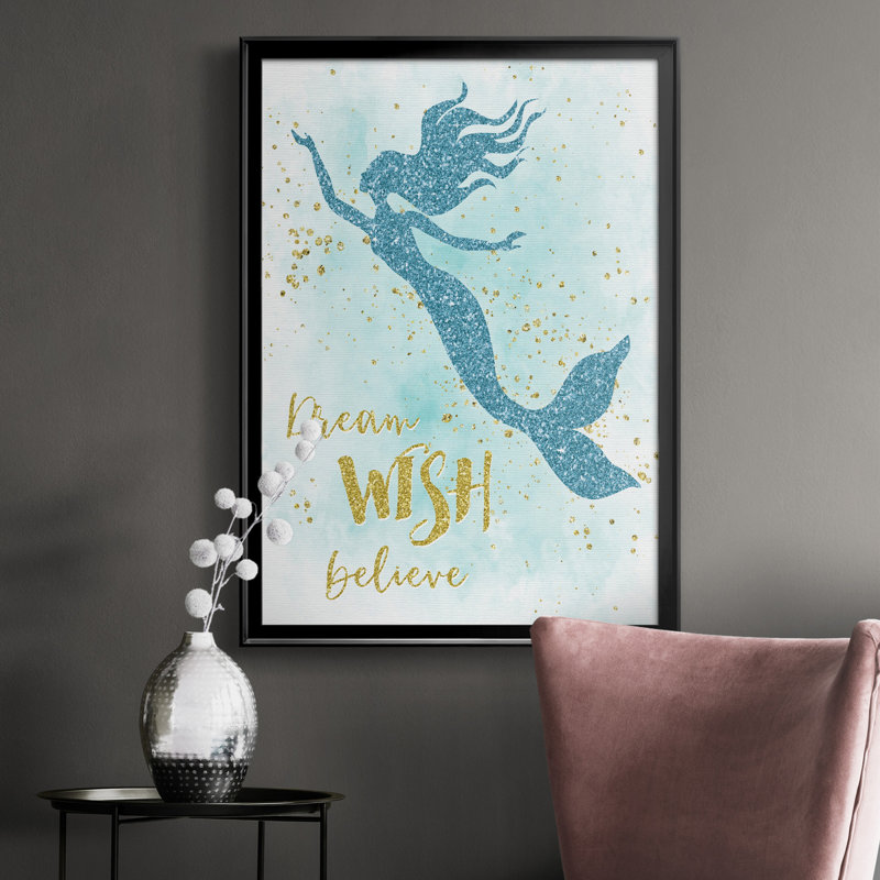 «Dream Wish Believe», art textuel sur toile, H 26,5 po x l 36,5 po x P 1,5 po, Noir