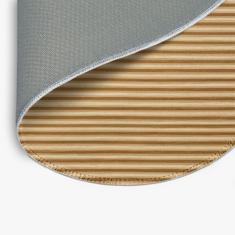Tapis intérieur / extérieur brun HorizontalStripes, Rond 5 pi