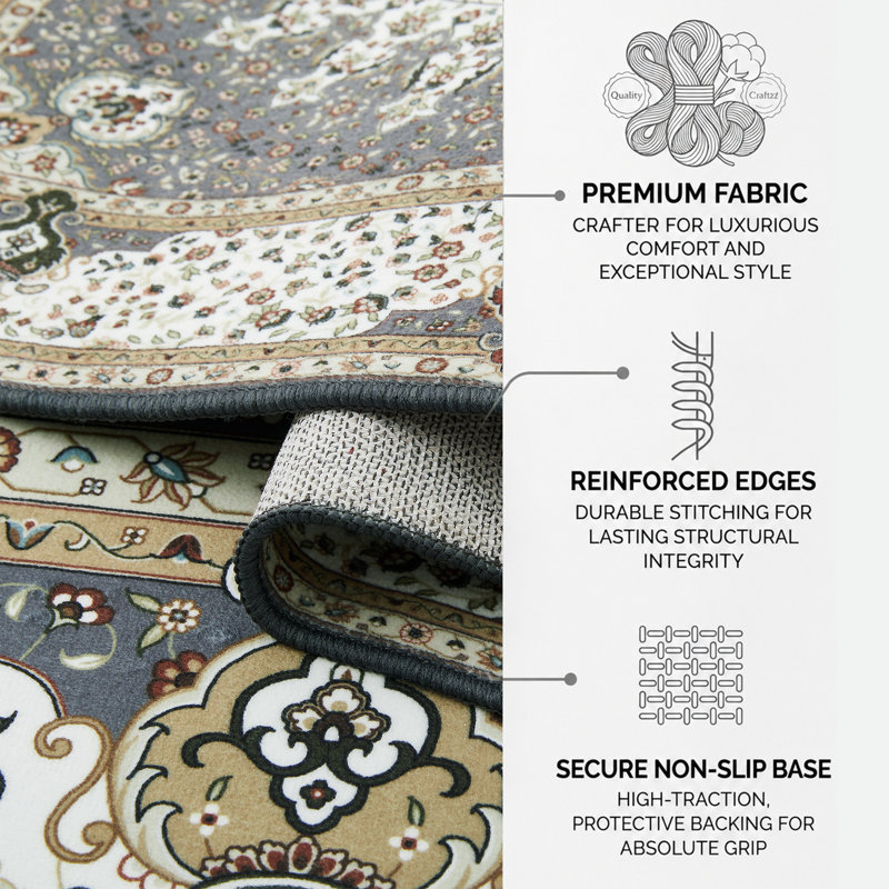 Cashmere Machine Tufted Area Rug ( Low-Pile Traditional), Rectangle 60 x 110 cm