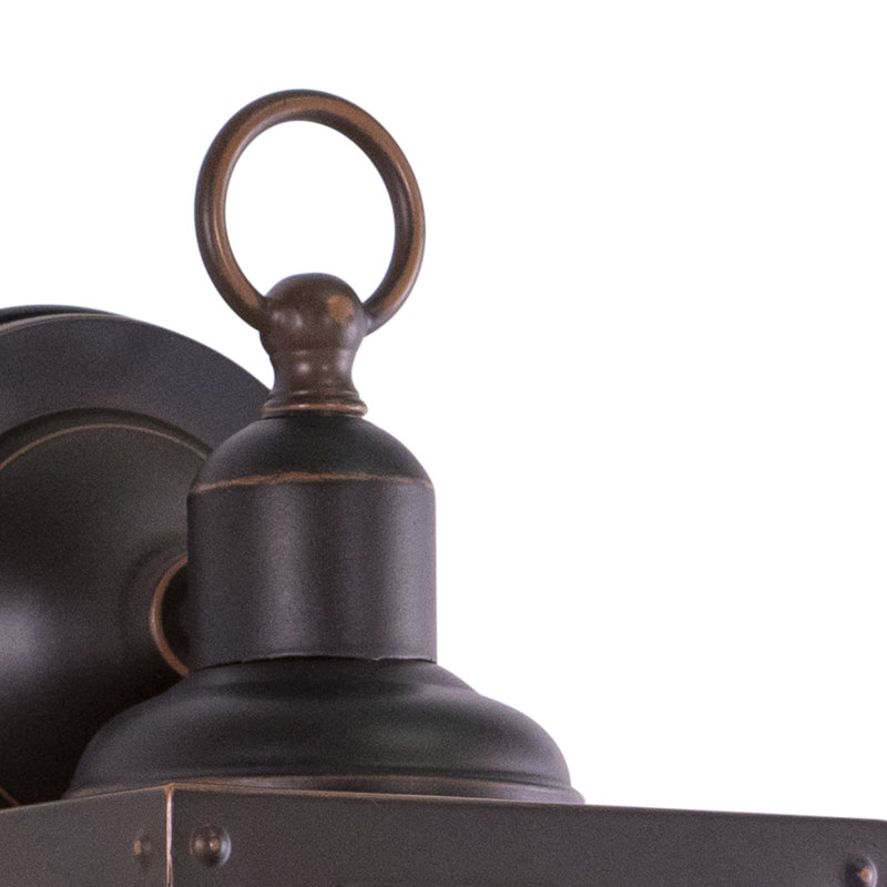 Josefina 11.25 in. H 1-Light Burnished Bronze Rustic Tree Outdoor Wall Sconce, Durable Steel, Clear Seeded Glass Shade, LED Compatible, Use for Exterior Porch Patio Front Door or Garage