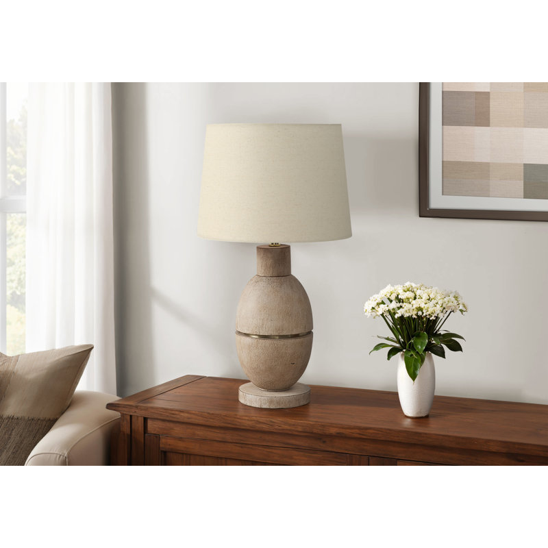 Lighting, H 25 po, lampe de table, résine, abat-jour, contemporain, moderne, Beige, Beige