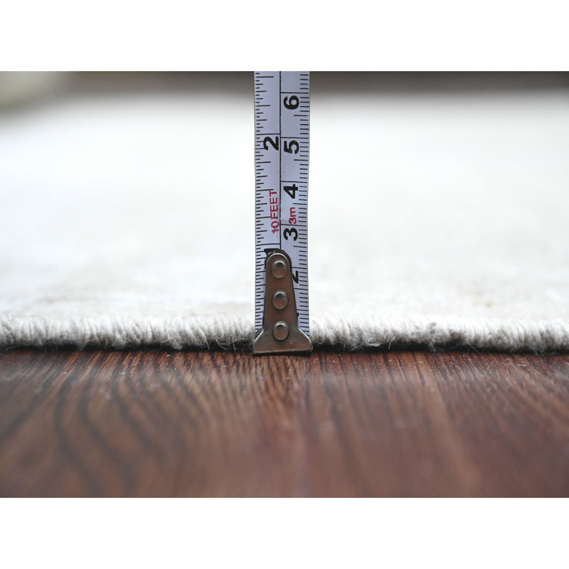 4'1"x19'8" White Afghan Angora Leaf Design Hand Knotted Wool Runner Rug 553388E908144E2E967B76BE38DC035B