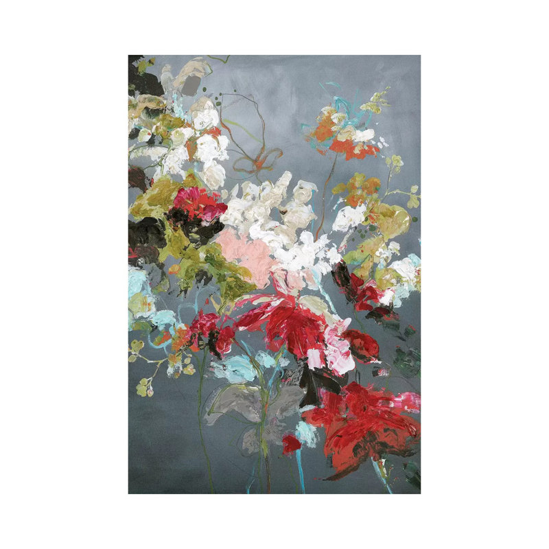 Abstrait floral II, reproduction d'art sur toile tendue, H 18 po x l 12 po x 1,5 po