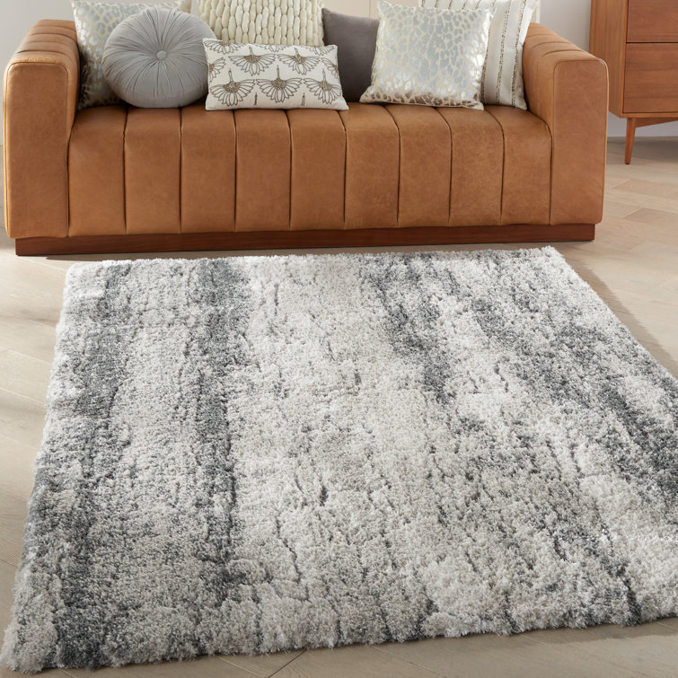 Dreamy Shag Abstract Ivory/Charcoal Area Rug