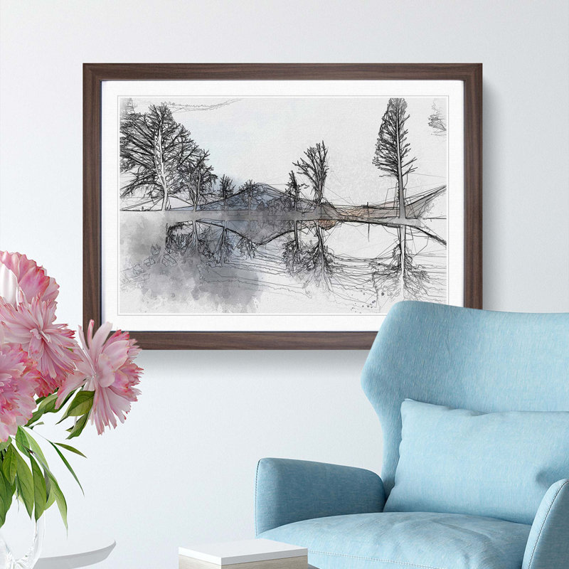 Mount Fuji in Fujinomiya Japan in Abstract - Picture Frame Graphic Art Print, 48cm H x 65cm W x 2cm D, Walnut Framed