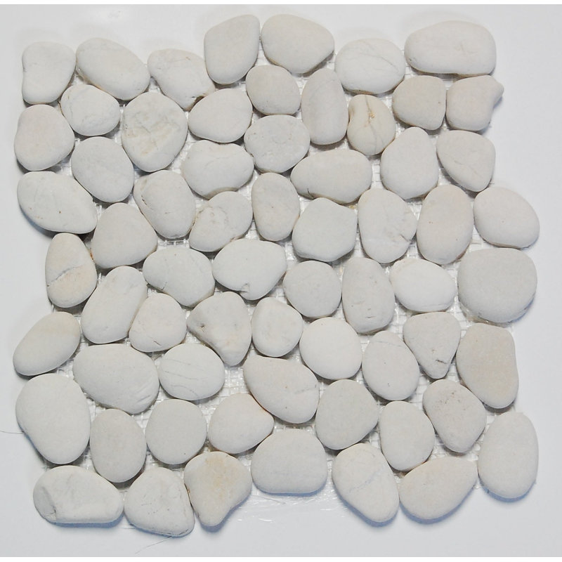 Mosaïque de galets nivelés blanc Tumble 12 po x 12 po