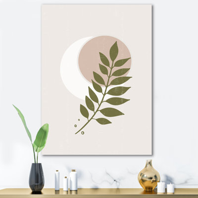 Lune géométrique abstraite avec feuille IV - impression sur toile