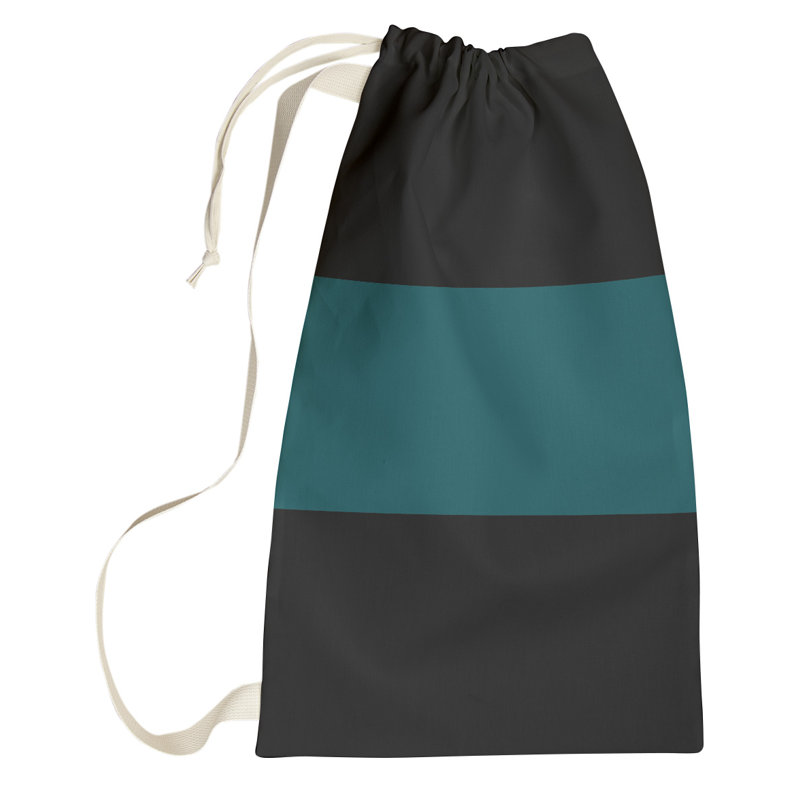 Boston Fabric Laundry Bag with Handles, Medium (36" H x 28" W), Black/Green