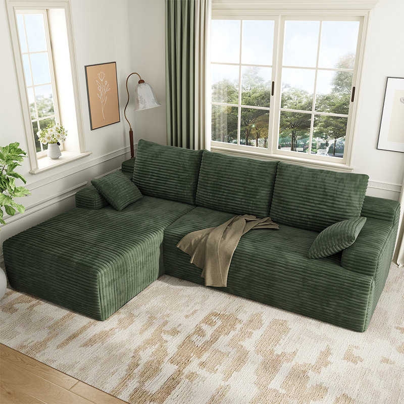 Canapé modulaire en forme de L à compression de 2 pièces Boneless, Vert