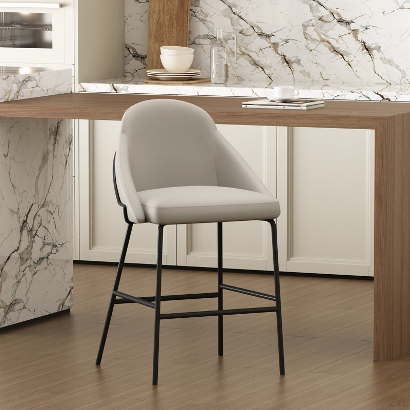 Tabouret de comptoir rembourré en métal Gracie, Noir, Noir