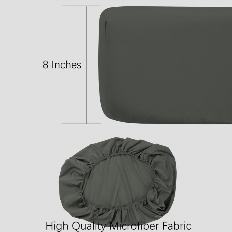 2 Pack Ultra Soft Brushed Microfiber Sheets, Dark Grey