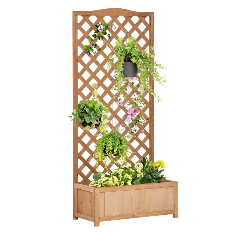 Adyline Wooden Planter with Trellis for Garden 76 x 36 x 170 cm Brown