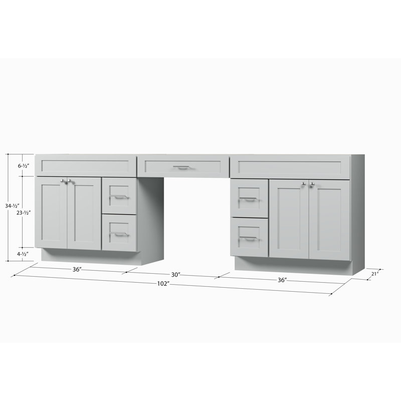 Base de meuble-lavabo double 102 seulement, Gris