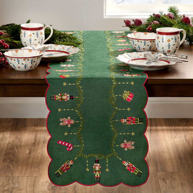 Villeroy & Boch Nutcracker Noel Embroidered Table Runner, Green - 14"W x 72"L