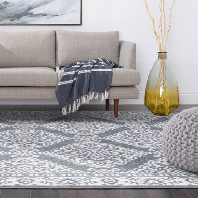 Tapis damassé gris Jessamin