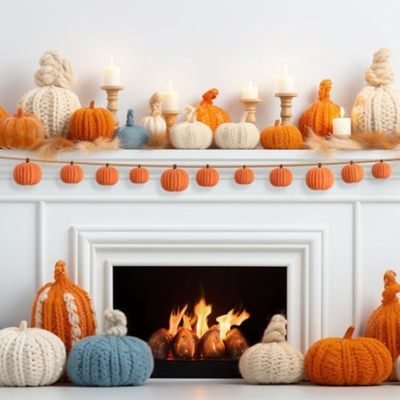 Ensemble de 12 citrouilles d'automne au crochet faites à la main avec des décorations d'Halloween de 2,36, 3,15 et 4 pouces