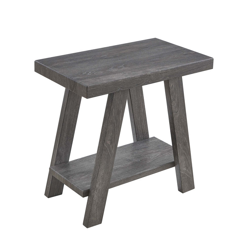 24" End Table with Shelf, Contemporary Hardwood Veneer, Gray