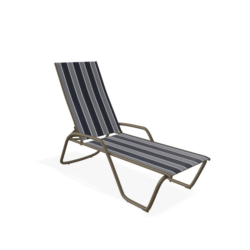 Outdoor Rust-Resistant Metal Chaise Lounge, Textured Beachwood, Night