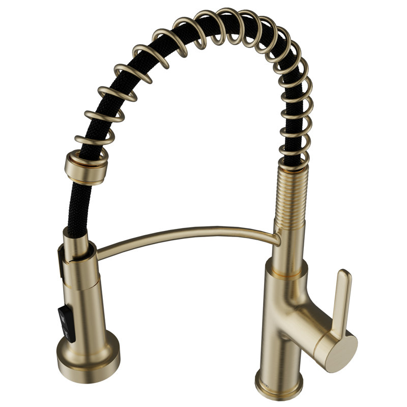Robinet de cuisine escamotable de style commercial avec ressort hélicoïdal Karran, Bronze champagne