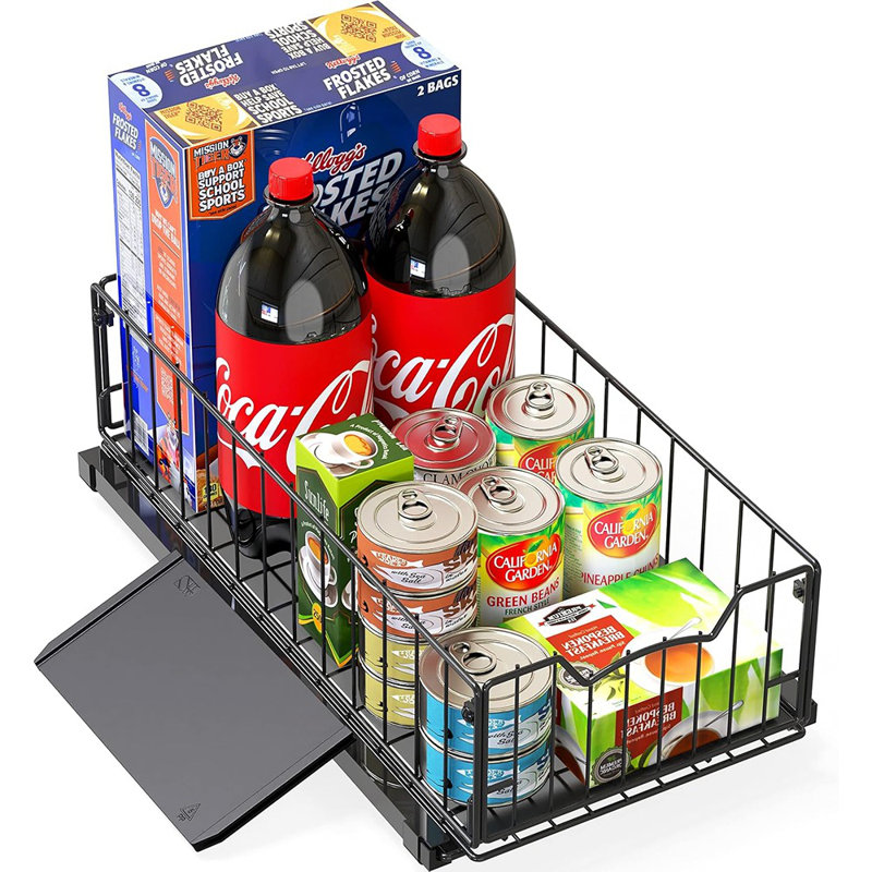 Rangement coulissant pour armoire coulissante, rangement noir pour la cuisine, la salle de bain, le sous-évier ou le garde-manger