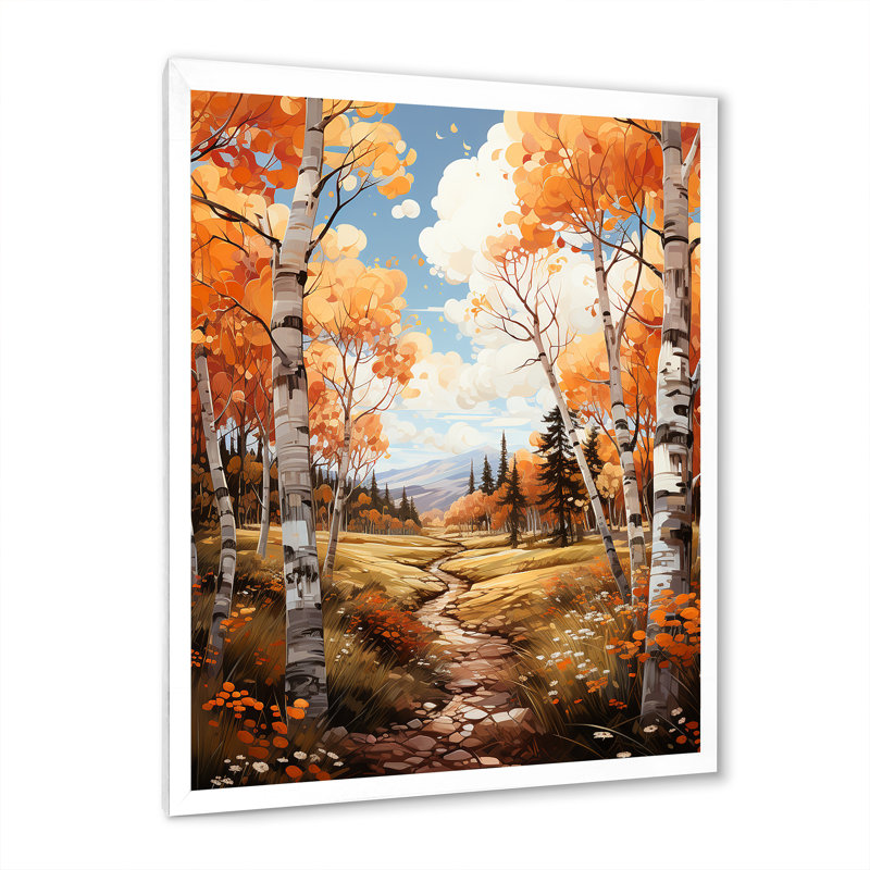 «Decollete Birch Woods Autumn Whispers VII», reproduction d'art sur toile, H 32 po x l 24 po x P 1 po, Cadre photo blanc