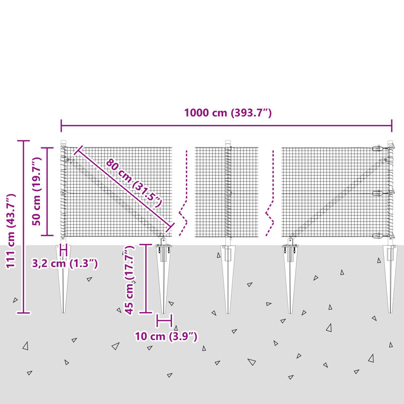 50cm H x 1000cm W Metal Fencing Kits