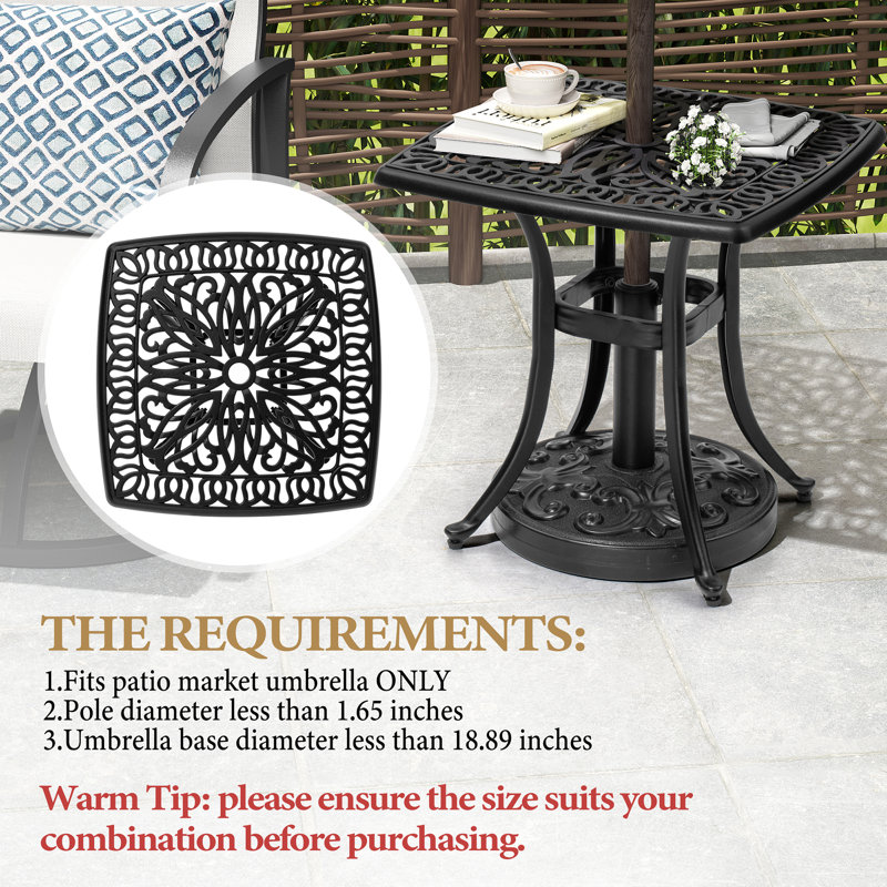 Patio Side Table Cast Aluminum End Table