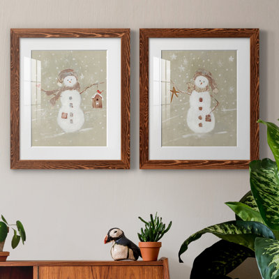 Linen Snowman I - Ensemble de 2 reproductions d'art