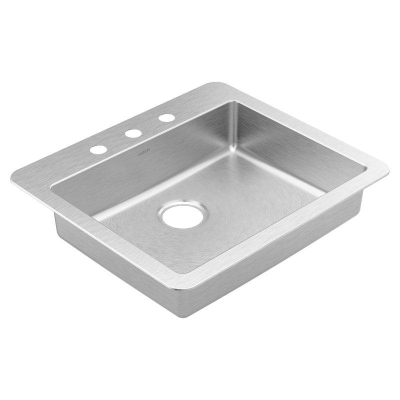 Prep 1800 Series Stainless Steel Drop-In 25" x 22" x 5.5" Single Bowl Kitchen Sink with Rear Drain
