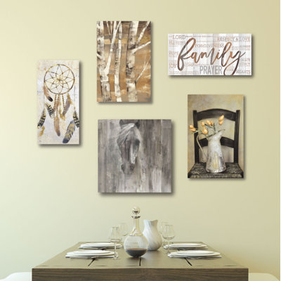 « country charme », ensemble de 5 reproductions sur toiles