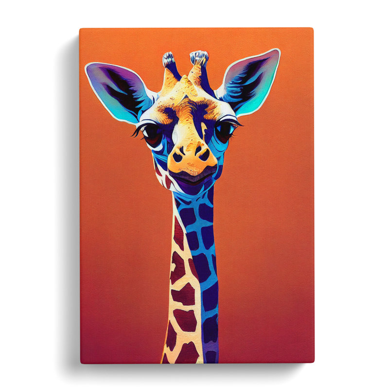 Colourful Giraffe No.1 - Wrapped Canvas