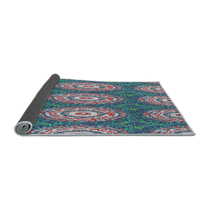 Tapis bleu ciel / rose, Rond 6 pi