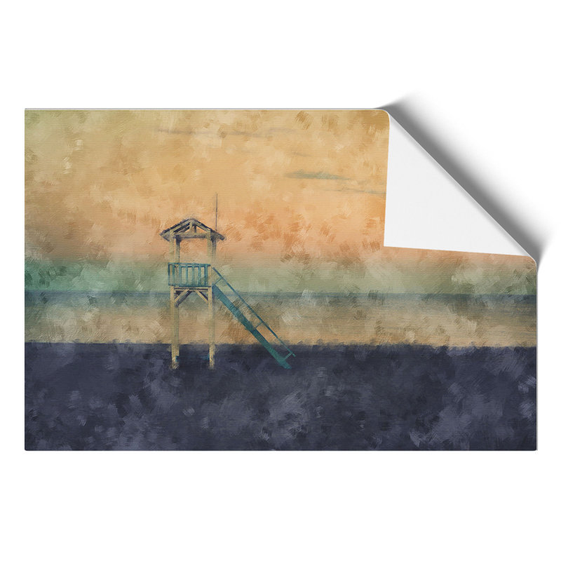 Beach Lifeguard Tower Painting - Frameless Print, 42cm H x 59cm W x 0.1cm D