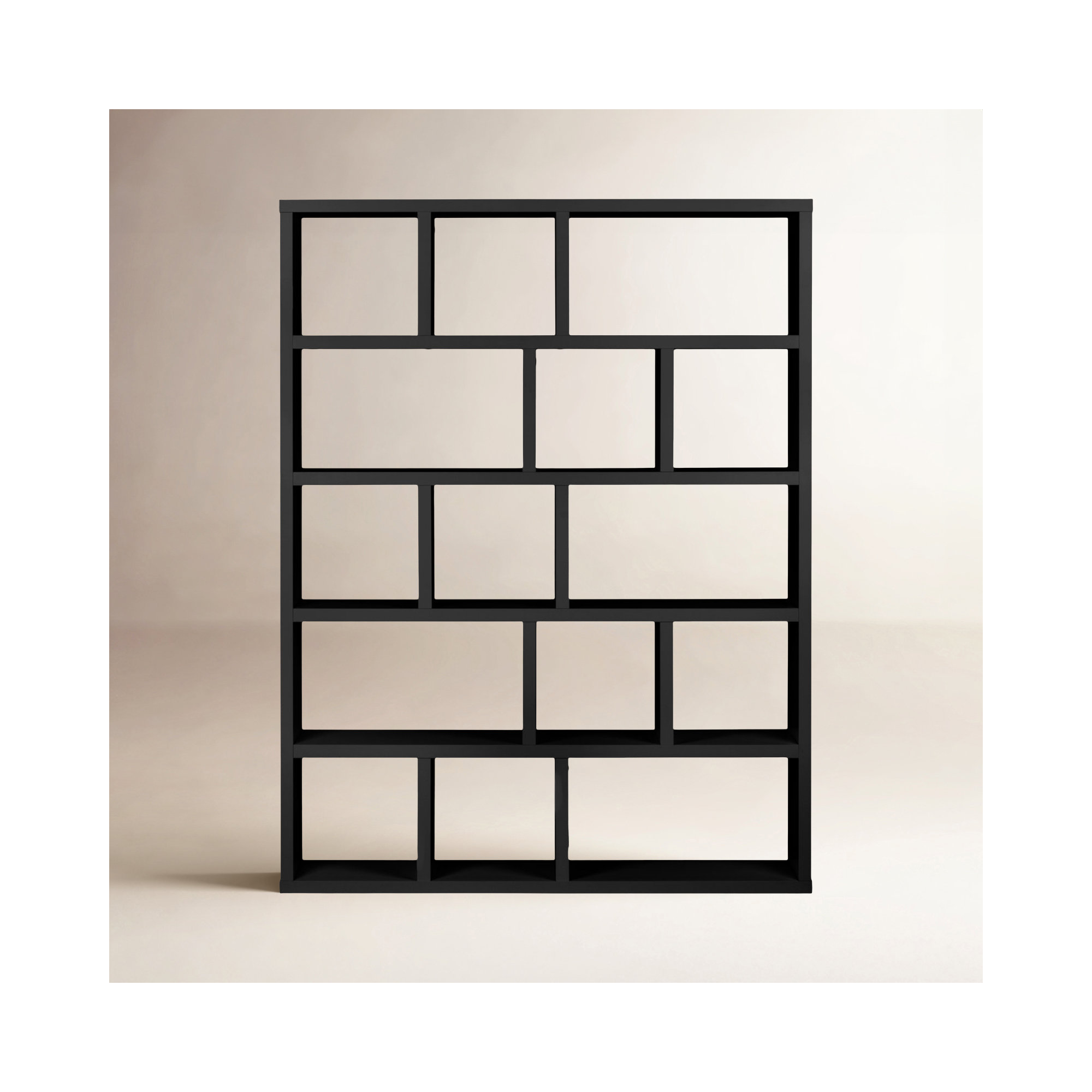 Stetson Manufactured Wood Bookcase , Pure Black, (5 Shelves) 78" H x 59" W x 13" D