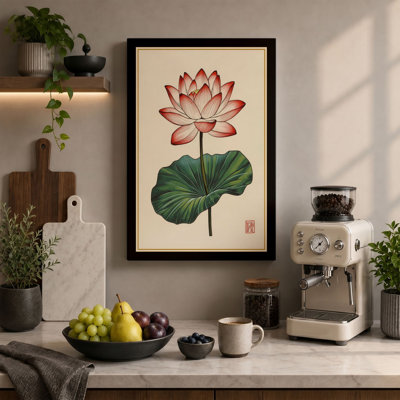 Lotus in Bloom Botanical - Wrapped Canvas