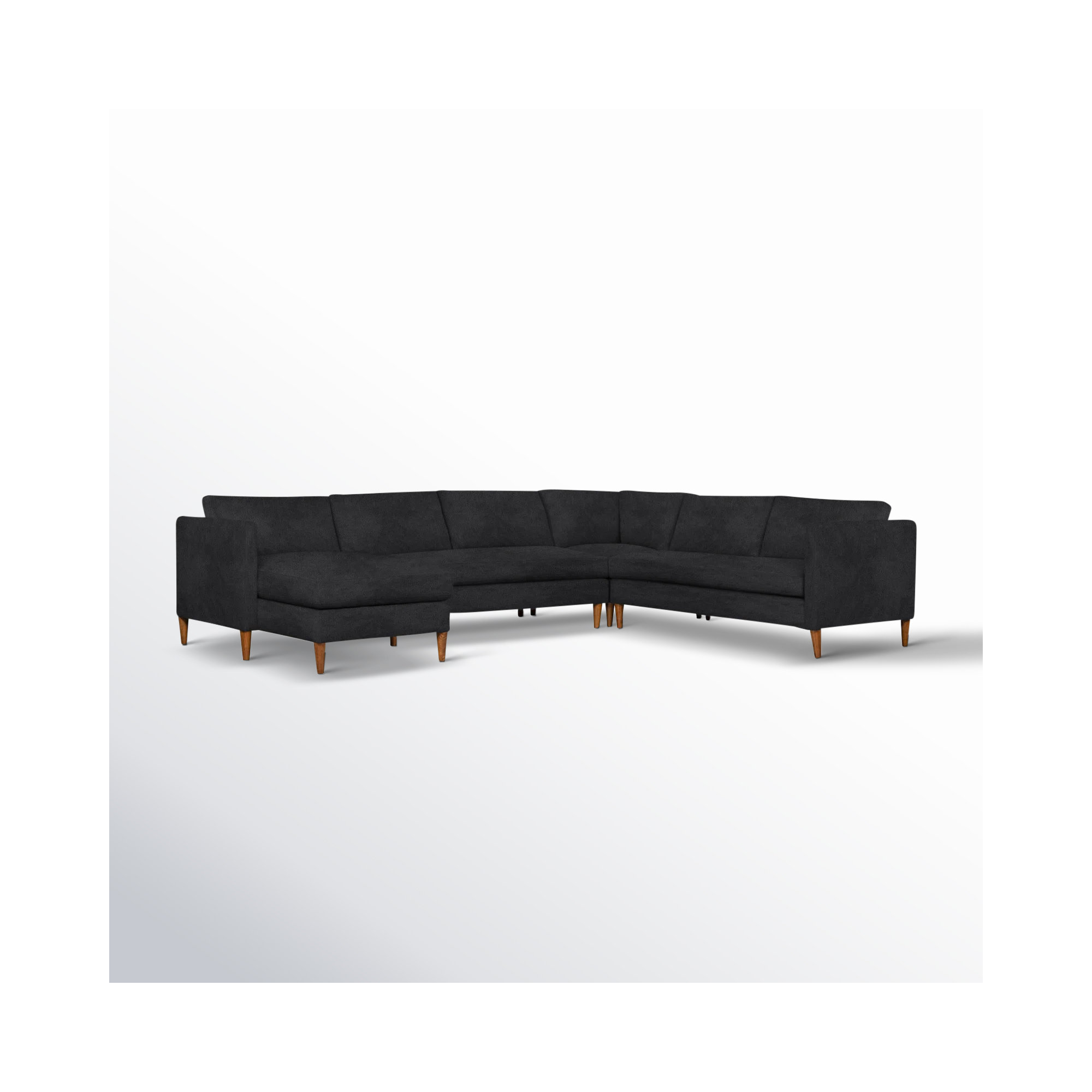 Clifford 4-Piece Upholstered Custom Sectional, Left Hand Facing, Bella Gunmetal Performance Velvet