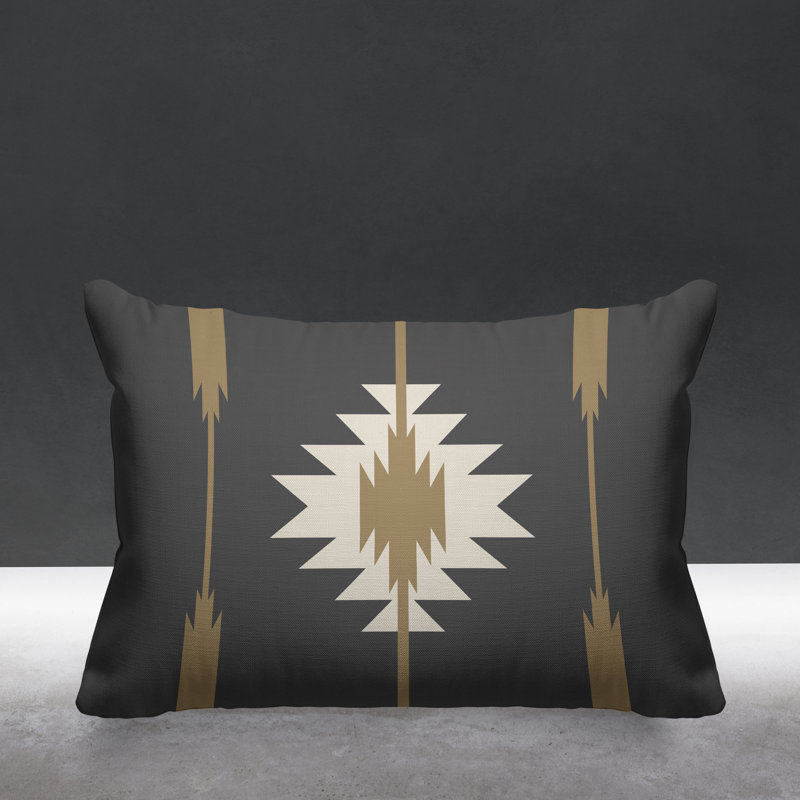Jolon Outdoor Reversible Throw Pillow, 14" x 20", Grey, Rectangular