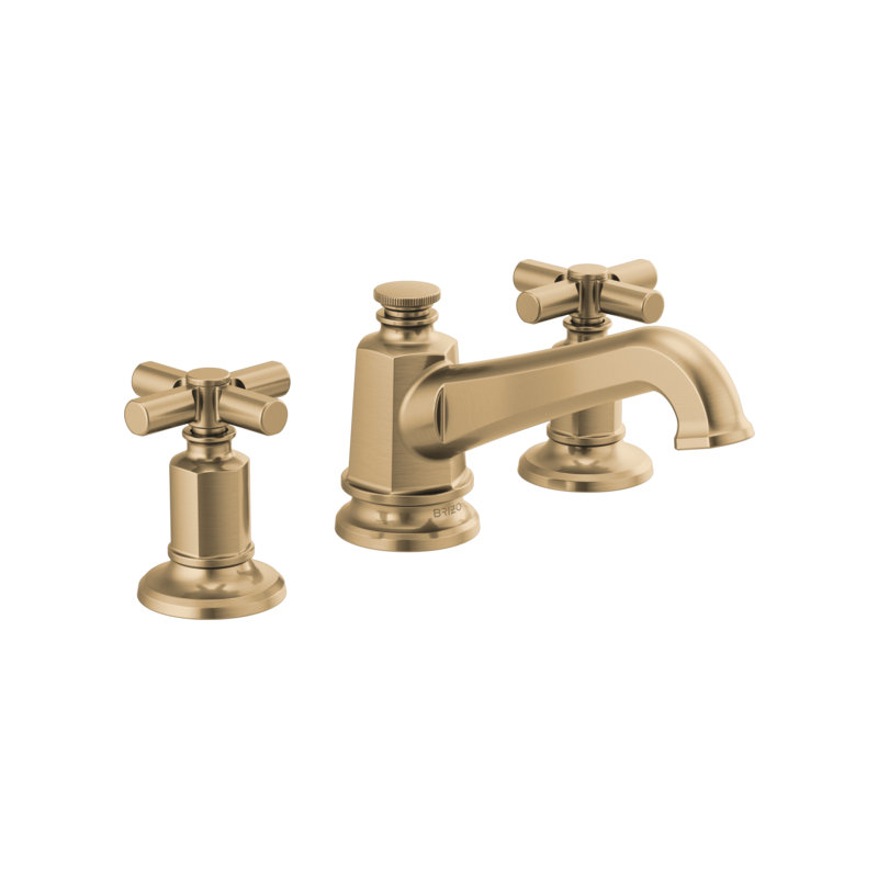 Invari™ Widespread Lavatory Faucet with Angled Spout - Less Handles, Luxe Gold, Cross