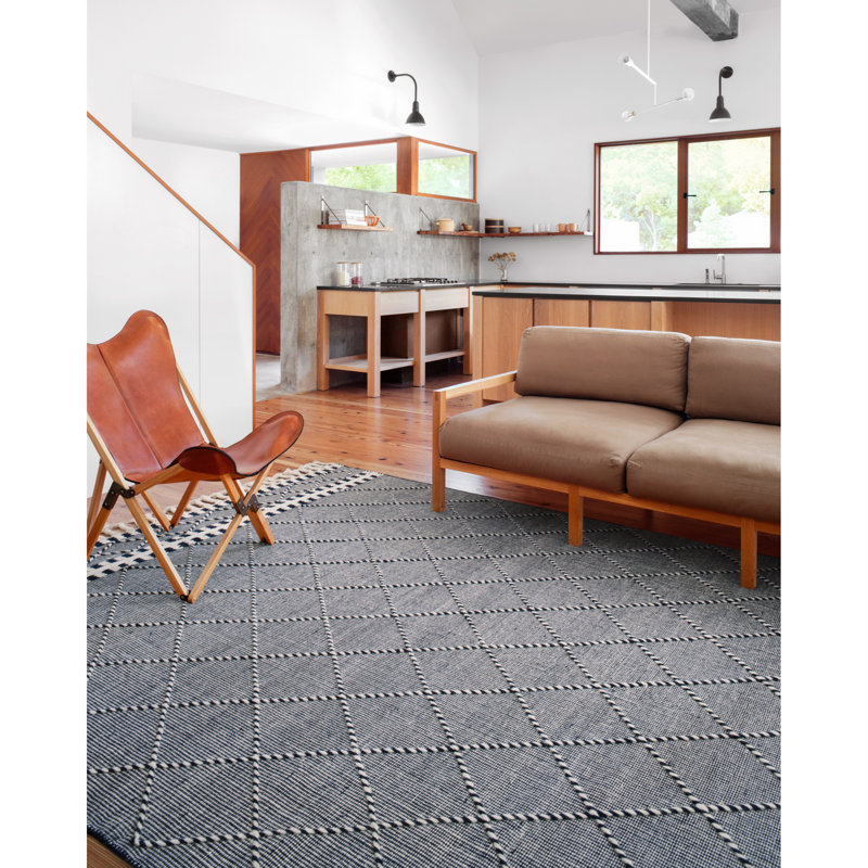 Tapis gris en laine noué à la main Isidore, Carré 1 pi 6 po