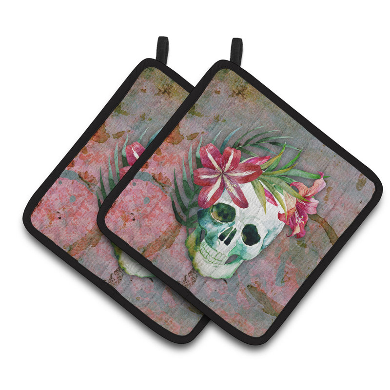 Cuisinier poignée à la fête des fleurs de crâne mort caroline