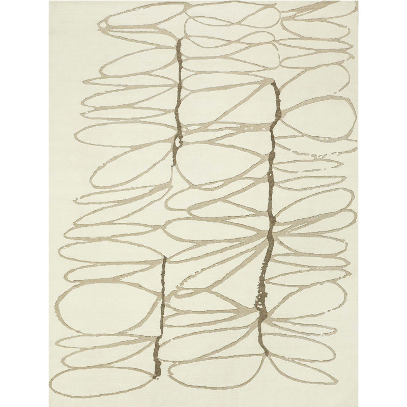 Hand Knotted Abstract Area Rug, Rectangle 8' x 10'