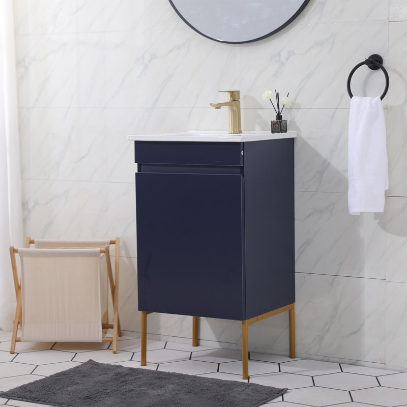 18'' Blue Mini Free-Standing Single Bathroom Vanity Set